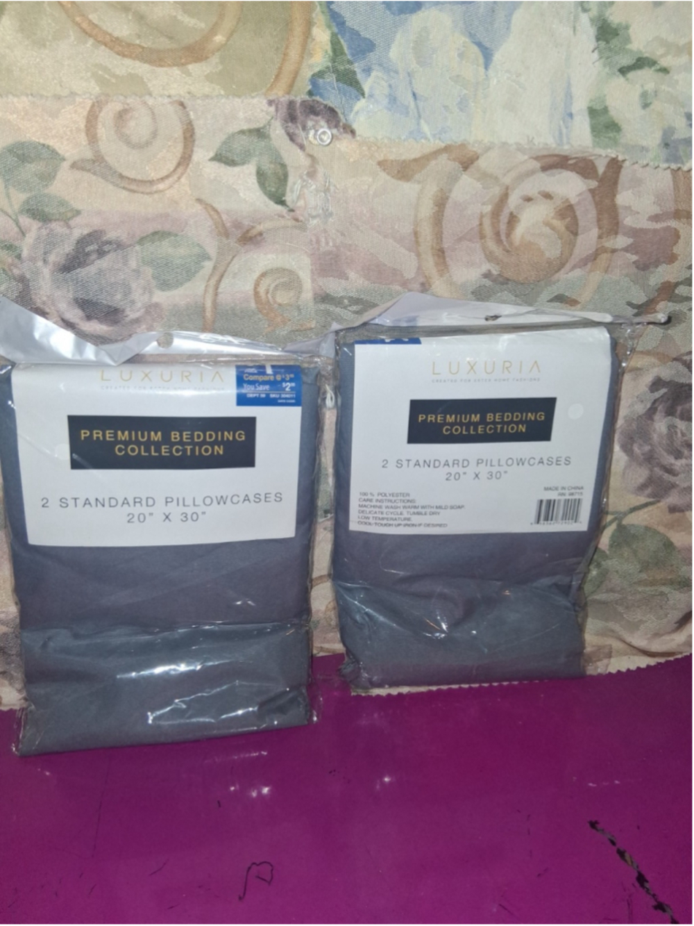Luxuria Premium Bedding Collection Pillowcases Gray 20 x 30 in 2 Pack Polyester